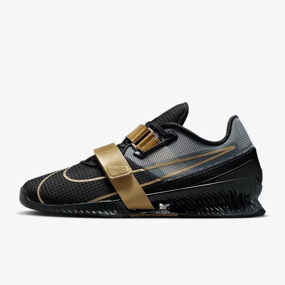 Nike Romaleos 4 Black Metallic Gold Weightlifting Shoes Men's 10.5 CD3463-001